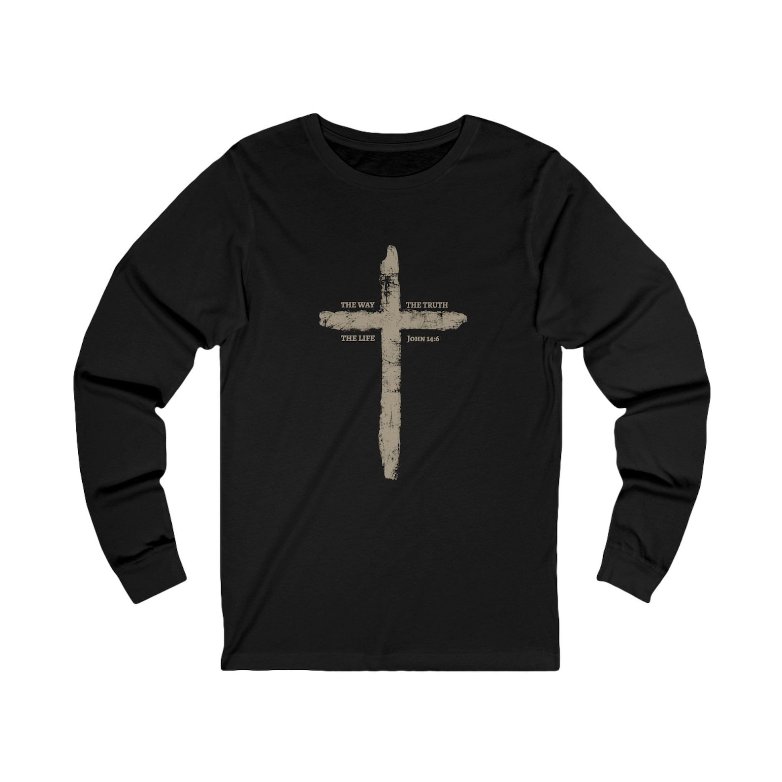 Mens The Way The Truth The Life Cross Comfort Colors Tshirt, Christian Fathers Day Christian Tee Shirt Gift, Rugged Cross Shirt